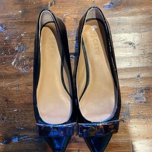 J. Crew black with tortoise bow flats